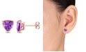 Macy's 14K Rose Gold Plated Amethyst Trillion Stud Earrings